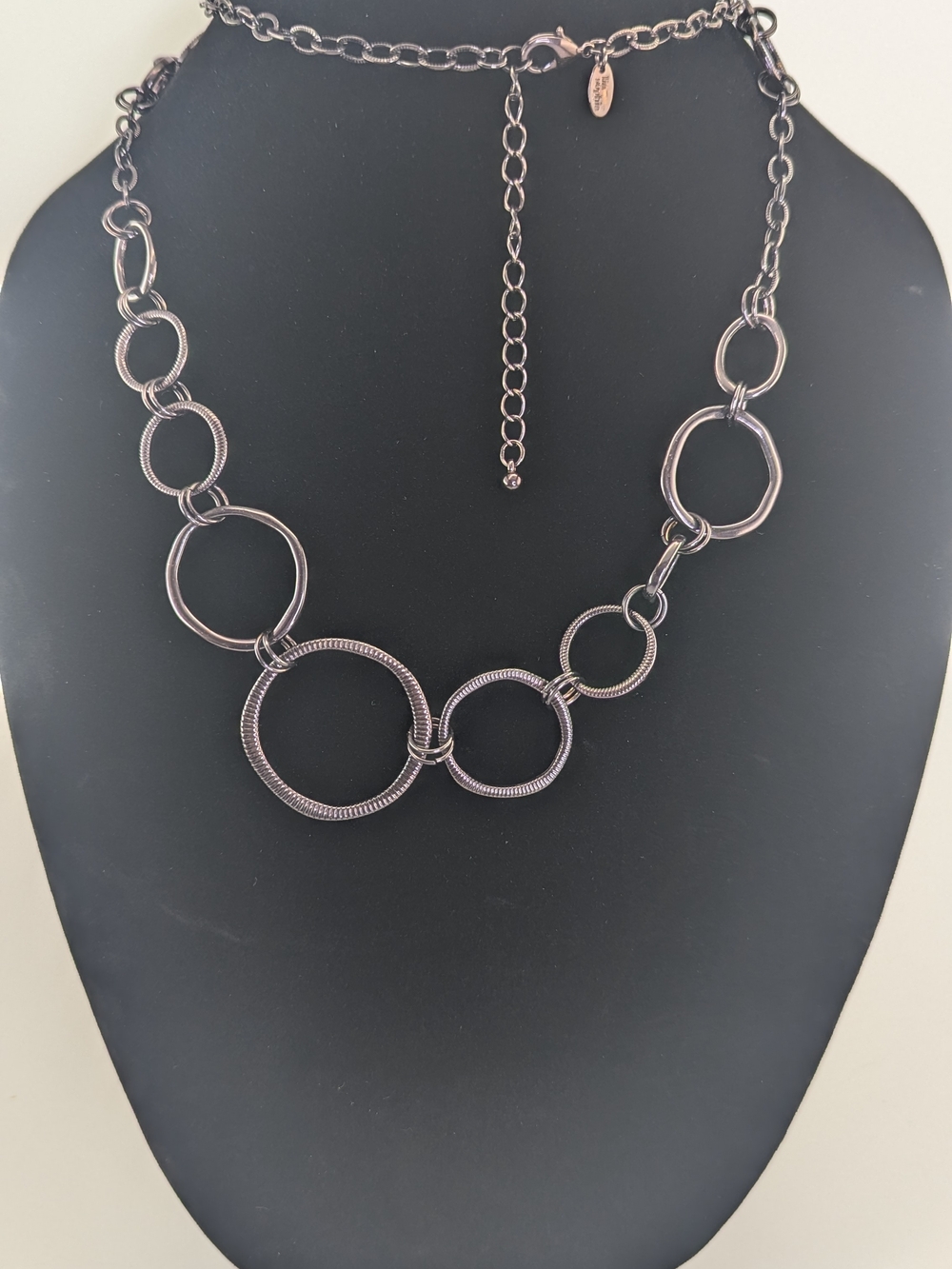 Gunmetal Linked Circle Necklace - Women's Jewelry